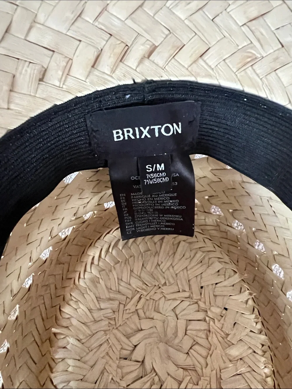 Brixton Wide Brim Straw Hat with Vents Size S/M 7(56cm), 7 1/4(58cm)